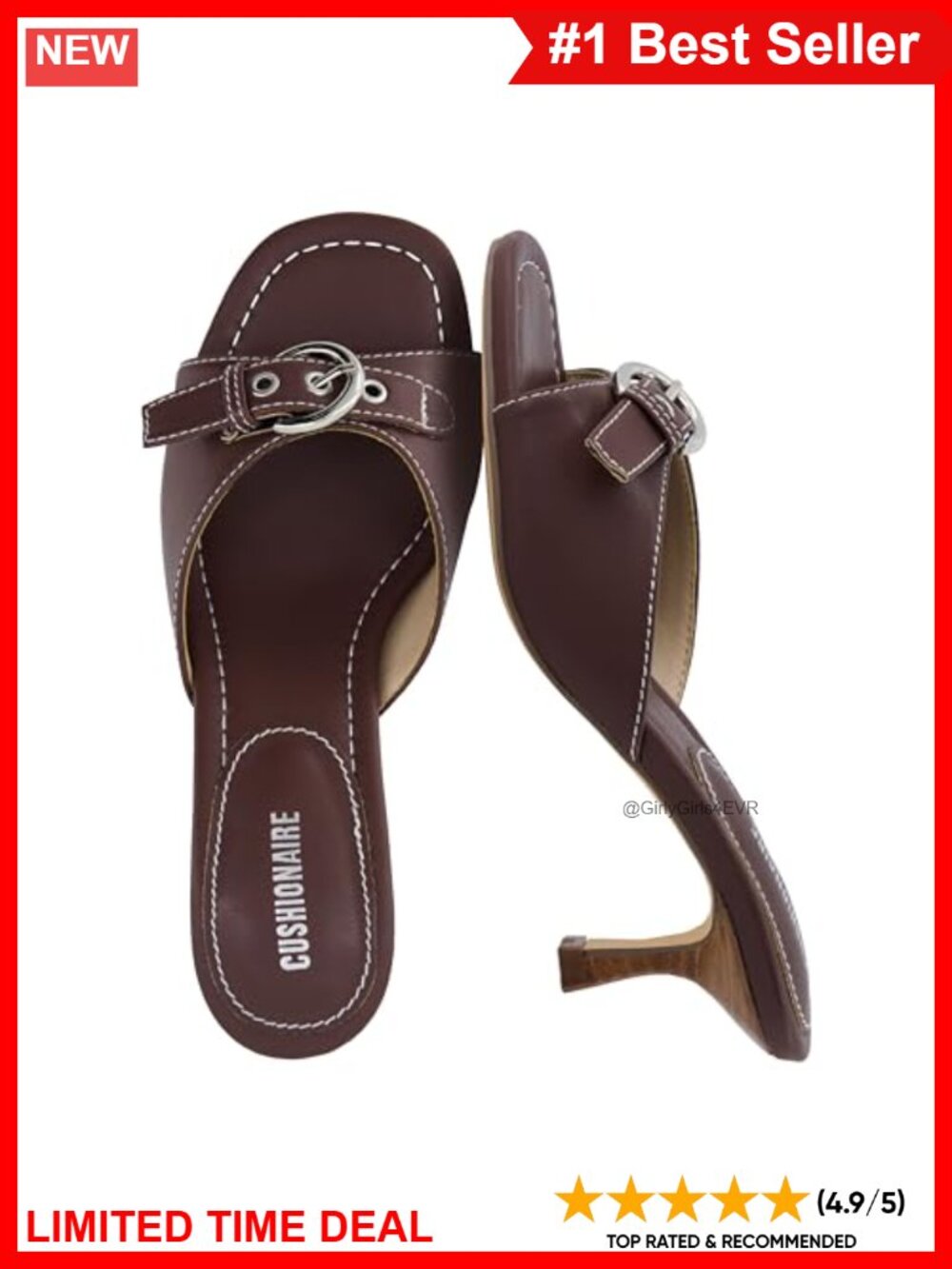 Kitten Heel Mule Sandals with Buckle Accent Faux Leather Dressy